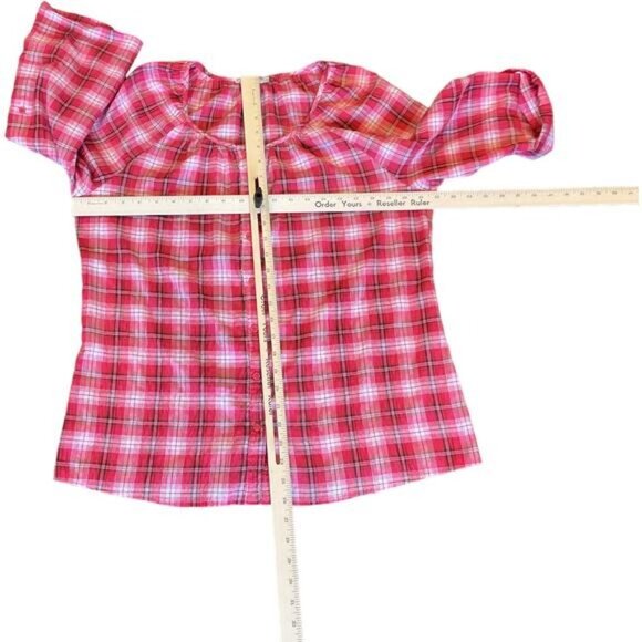 White Stag Red Plaid Button-Up Blouse Size L/G - Picture 2 of 10